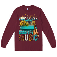 Burgundy Just A Girl Who Loves Country Music Long Sleeve Tee - BundleAndBundleShop
