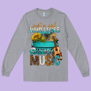Just A Girl Who Loves Country Music Long Sleeve Tee Designed By Bundleandbundleshop