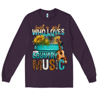 Plum Just A Girl Who Loves Country Music Long Sleeve Tee - BundleAndBundleShop