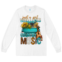 White Just A Girl Who Loves Country Music Long Sleeve Tee - BundleAndBundleShop