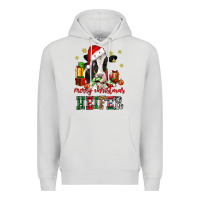 Dove Grey merry christmas heifer cow Premium Hoodie - CowGirlArtShop