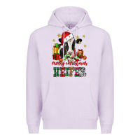 Lilac merry christmas heifer cow Premium Hoodie - CowGirlArtShop