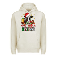 Oatmeal Heather merry christmas heifer cow Premium Hoodie - CowGirlArtShop