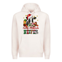 Pale Pink merry christmas heifer cow Premium Hoodie - CowGirlArtShop