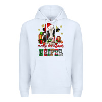 White merry christmas heifer cow Premium Hoodie - CowGirlArtShop