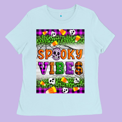 Halloween Spooky Vibes Ladies Tee Designed By Artiststas