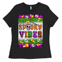 Black Halloween Spooky Vibes Ladies Tee - Artiststas