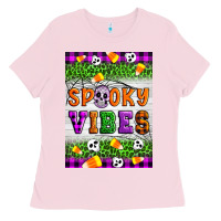 Bubblegum Pink Halloween Spooky Vibes Ladies Tee - Artiststas