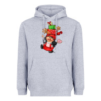 Heather Grey cute christmas girl gnome Heavyweight Hoodie - CowGirlArtShop