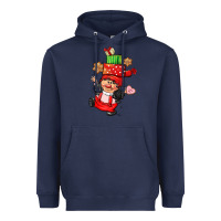 Navy cute christmas girl gnome Heavyweight Hoodie - CowGirlArtShop