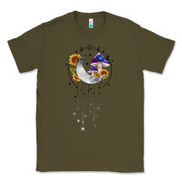 Army Green moon and mushrooms with sunflower Classic Tee - MaliasSmallBusiness