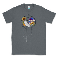 Charcoal Heather moon and mushrooms with sunflower Classic Tee - MaliasSmallBusiness