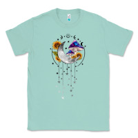 Seafoam moon and mushrooms with sunflower Classic Tee - MaliasSmallBusiness