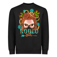 Black Western Rodeo Girl Braid Red Hair Heavyweight Sweatshirt - BundleAndBundleShop
