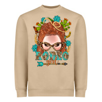 Mushroom Western Rodeo Girl Braid Red Hair Heavyweight Sweatshirt - BundleAndBundleShop