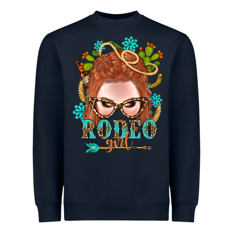 Western Rodeo Girl Braid Red Hair Heavyweight Sweatshirt by BundleAndBundleShop | Teevron