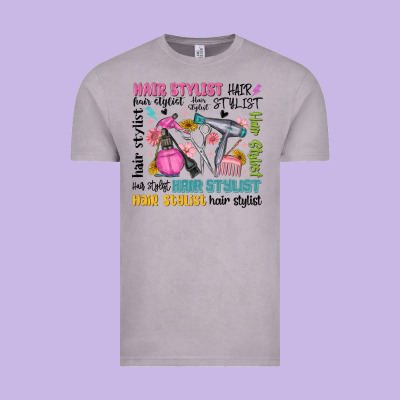 Hair Stylist Typography Vintage Tee Designed By Maliassmallbusiness