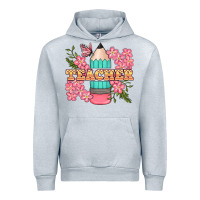 Heather Grey teacher floral pencil Urban Hoodie - BundleAndBundleShop
