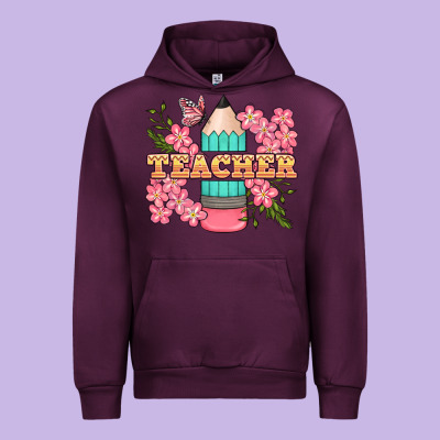 Teacher Floral Pencil Urban Hoodie Designed By Bundleandbundleshop