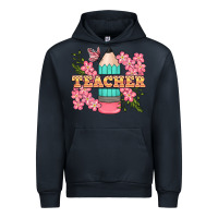 Navy teacher floral pencil Urban Hoodie - BundleAndBundleShop