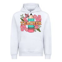White teacher floral pencil Urban Hoodie - BundleAndBundleShop