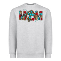 Heather Grey Western Mom With Cross Heavyweight Sweatshirt - BundleAndBundleShop