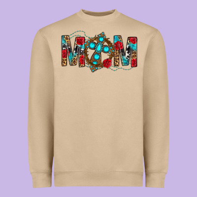 Western Mom With Cross Heavyweight Sweatshirt Designed By Bundleandbundleshop