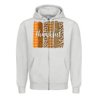 Dove Grey Thankful Brushstrokes Zipper Hoodie - texasbilliewilder