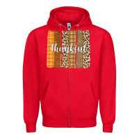 Red Thankful Brushstrokes Zipper Hoodie - texasbilliewilder