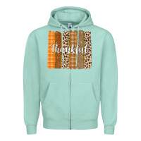Seafoam Thankful Brushstrokes Zipper Hoodie - texasbilliewilder