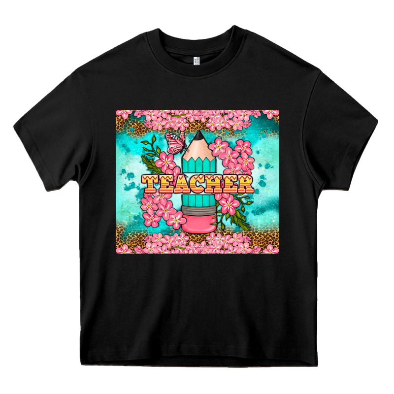 Teacher Floral Pencil Tumbler Heavy Core Tee by BundleAndBundleShop | Teevron