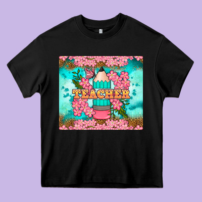 Teacher Floral Pencil Tumbler Heavy Core Tee Designed By Bundleandbundleshop