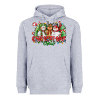 Heather Grey christmas crew polar bear reindeer and snowman Heavyweight Hoodie - CowGirlArtShop