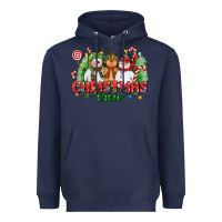 Navy christmas crew polar bear reindeer and snowman Heavyweight Hoodie - CowGirlArtShop