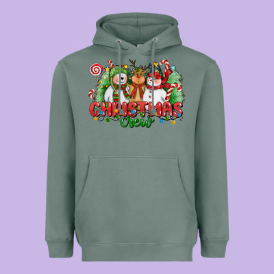 Christmas Crew Polar Bear Reindeer And Snowman Heavyweight Hoodie Designed By Cowgirlartshop