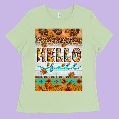 Hello Fall Ladies Tee Designed By Artiststas