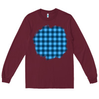 Burgundy Winter Tartan Patch Long Sleeve Tee - BundleAndBundleShop