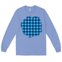 Colony Blue Winter Tartan Patch Long Sleeve Tee - BundleAndBundleShop