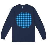 Navy Winter Tartan Patch Long Sleeve Tee - BundleAndBundleShop