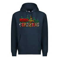 Navy merry christmas  cross Premium Hoodie - CowGirlArtShop