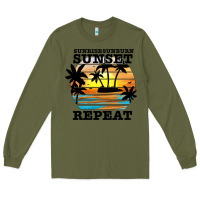 Army Green sunrise sunburn sunset repeat Long Sleeve Tee - JahusDesignShop