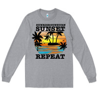 Heather Grey sunrise sunburn sunset repeat Long Sleeve Tee - JahusDesignShop