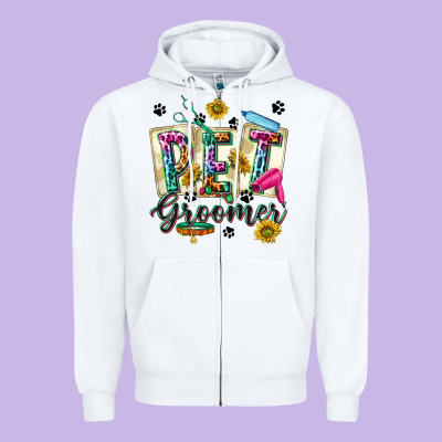 Western Pet Groomer Zipper Hoodie Designed By Texasbilliewilder