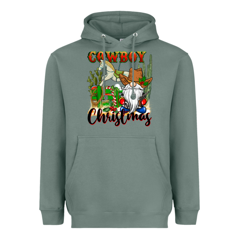 Cowboy Christmas Gnome Heavyweight Hoodie by CowGirlArtShop | Teevron