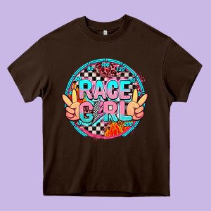 Race Girl With Leopard And Peace Hand Heavy Core Tee Designed By Adodesignshop