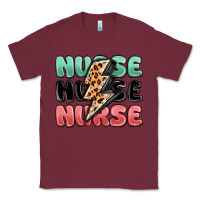 Burgundy nurse leopard lightning bolt Classic Tee - MaliasSmallBusiness