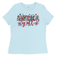 Baby Blue american y'all Ladies Tee - JahusDesignShop