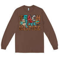 Chestnut Teach Love Inspire With Leopard Long Sleeve Tee - BundleAndBundleShop