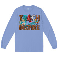 Colony Blue Teach Love Inspire With Leopard Long Sleeve Tee - BundleAndBundleShop