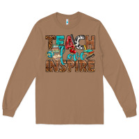 Toasted Coconut Teach Love Inspire With Leopard Long Sleeve Tee - BundleAndBundleShop